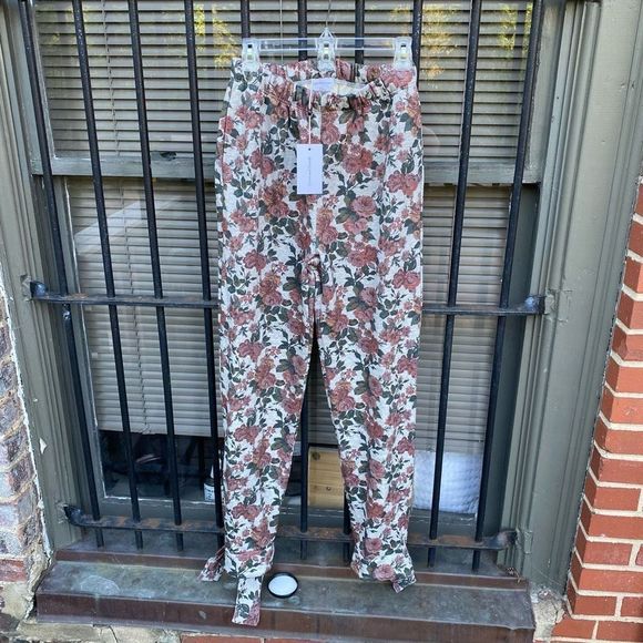 LOVERS + FRIENDS NWT TIE ANKLE SWEATPANT IN RED VICTORIAN FLORAL SZ Small, $178 - Picture 3 of 10